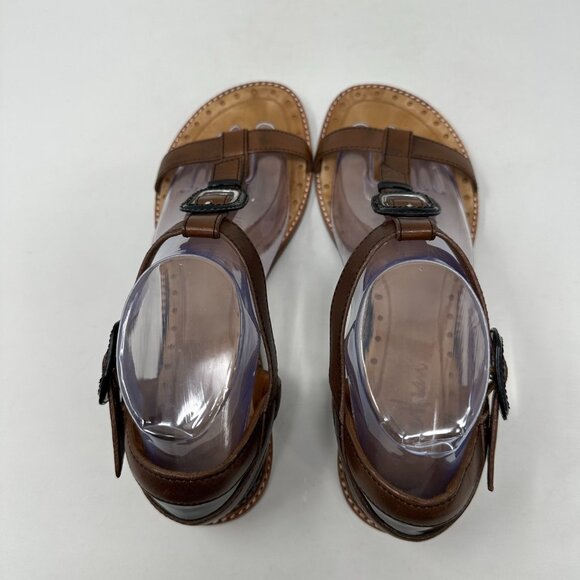 Cole Haan Capri T-Strap Sandals Size 9B Dark Amber Brown Leather - Picture 12 of 13